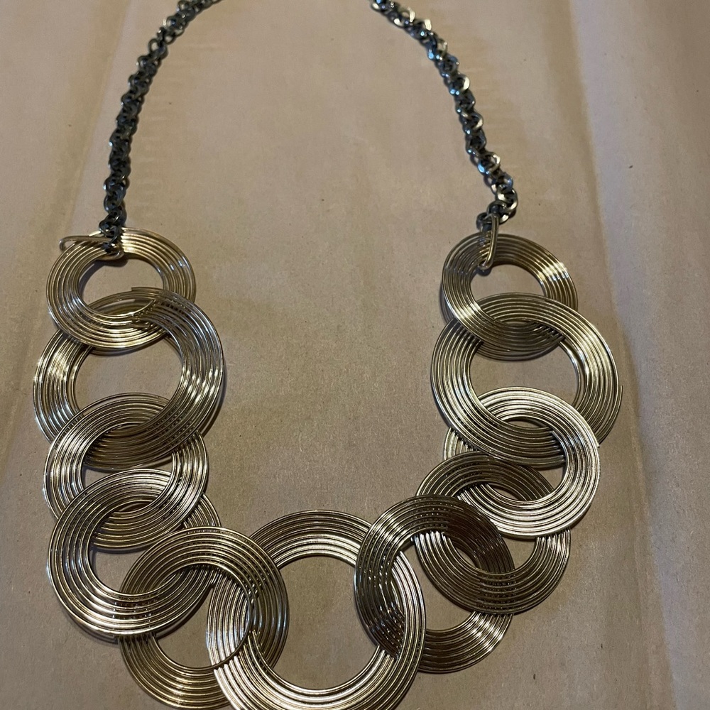 Entwined silver ( costume ) circle necklace